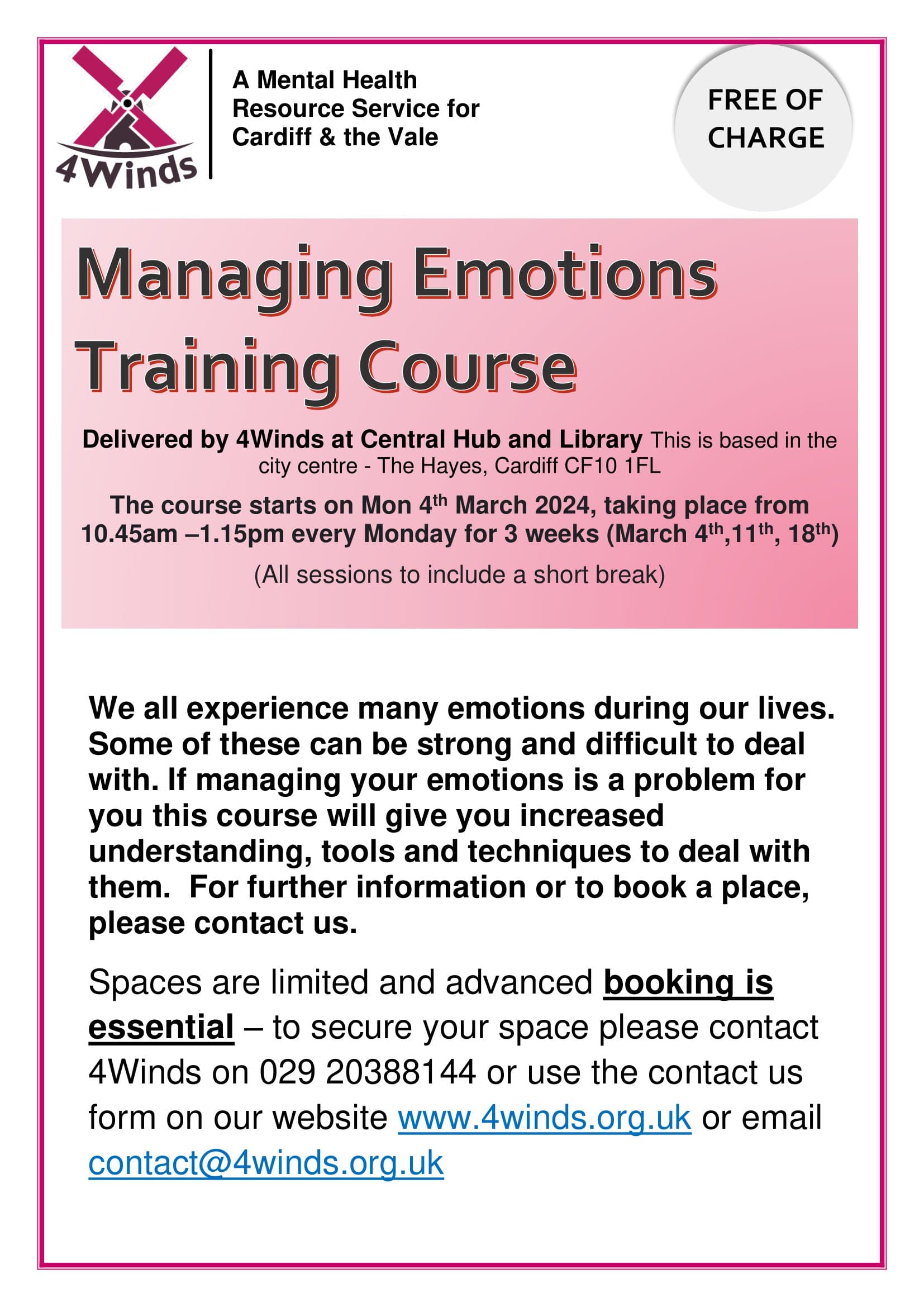 4winds managing your emotions training course mental health